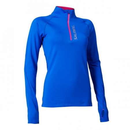  Halfzip LS Tee Wmn Blue 
